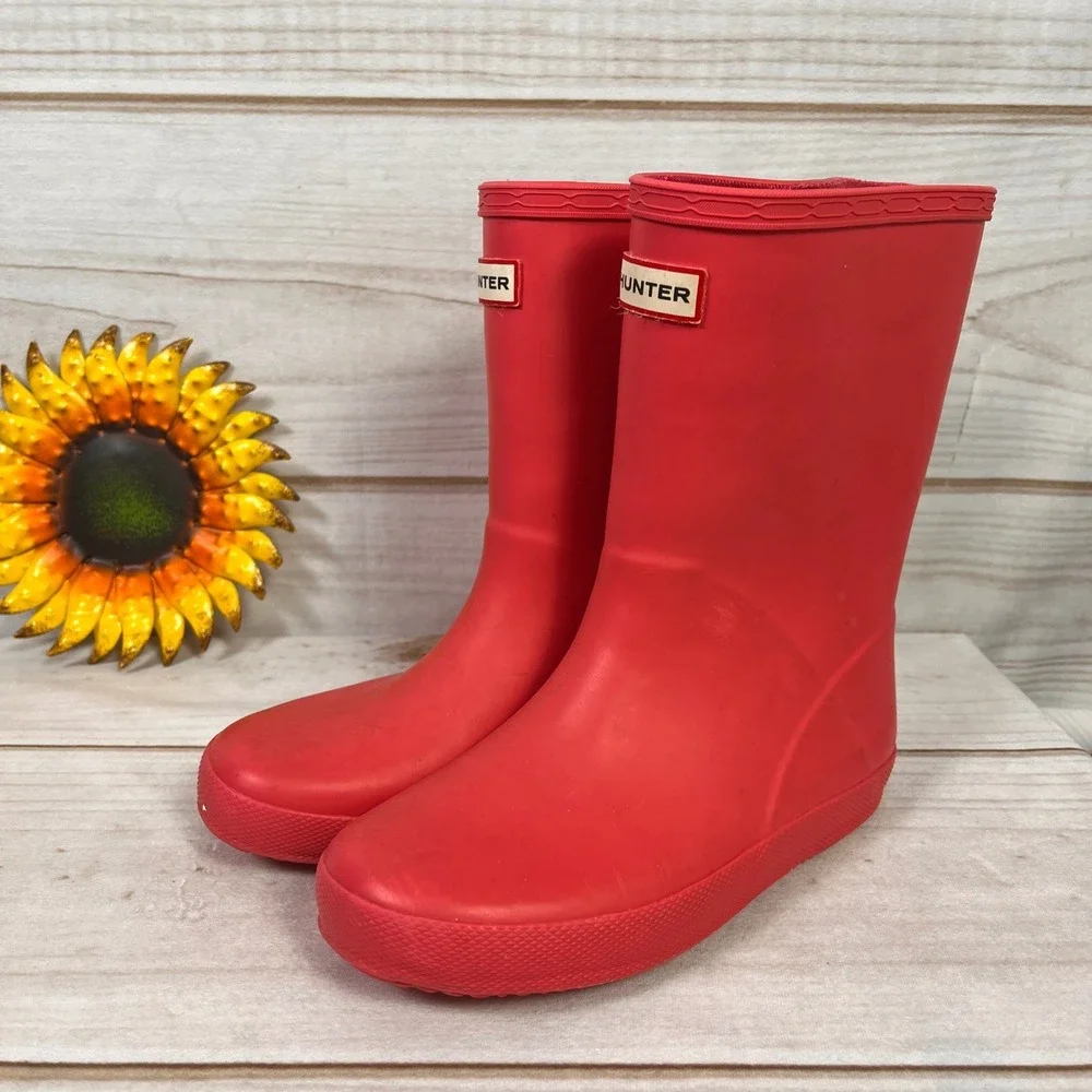Hunter Kids First Classic Pink Waterproof Rubber Rain Boots Size 13 US 32 EU